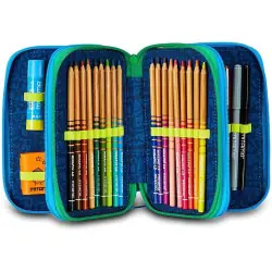 Astuccio scuola 3 scomparti Completo di Matite, Pennarelli etc.. Contenuto 47 pz - MITAMA
