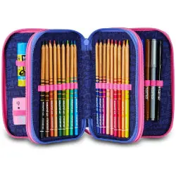 Astuccio scuola 3 scomparti Completo di Matite, Pennarelli etc.. Contenuto 47 pz - MITAMA