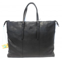 Gab's Sacca Trasformabile in pelle  GOLDIE tg.L  Nero Made in Italy 44x34 cm