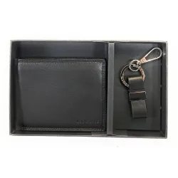 Set Portafoglio+Portachiavi in pelle Uomo Biagiotti Nero