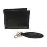 Set Portafoglio+Portachiavi in pelle Uomo Charro Nero