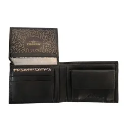 Set Portafoglio+Portachiavi in pelle Uomo Charro Nero