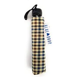 Ombrello Blue Drop Pieghevole Antivento Super Leggero Manuale Scozzese Beige/Blu 179 06
