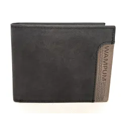 Portafoglio in pelle c/portamonete Uomo WAMPUM Nero 317-1