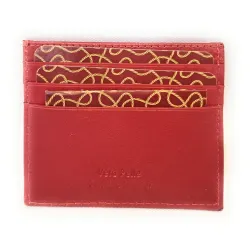 Parure Portacarte +Portachiavi in pelle CHARRO Rosso C/16