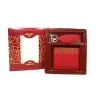 Parure Portacarte +Portachiavi in pelle CHARRO Rosso C/16